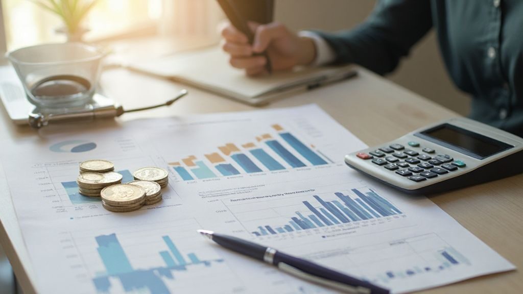 Best investment for passive income concepts shown with charts, calculator, and cash flow visuals
