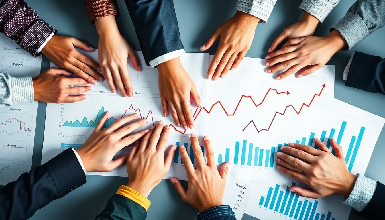 Collaboration on charts illustrating esg investing trends.
