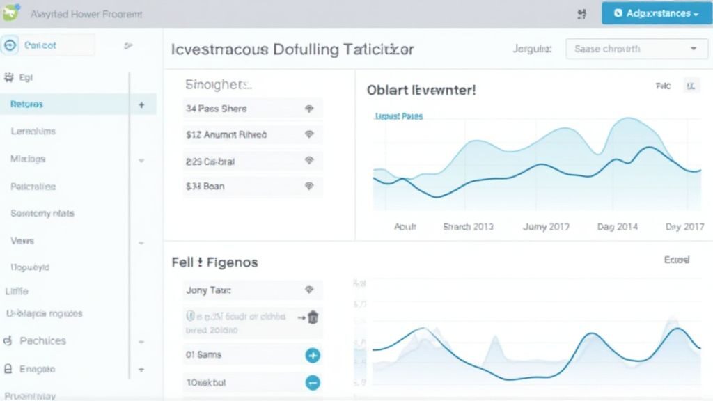 Investment growth calculator: Dashboard illustration of input fields and projections showcasing investment growth.