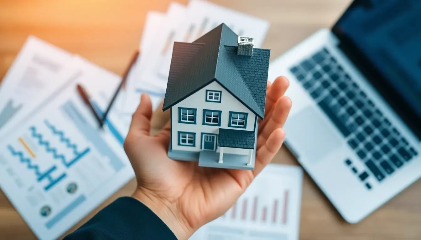 Hands holding a house model illustrating real estate investing.