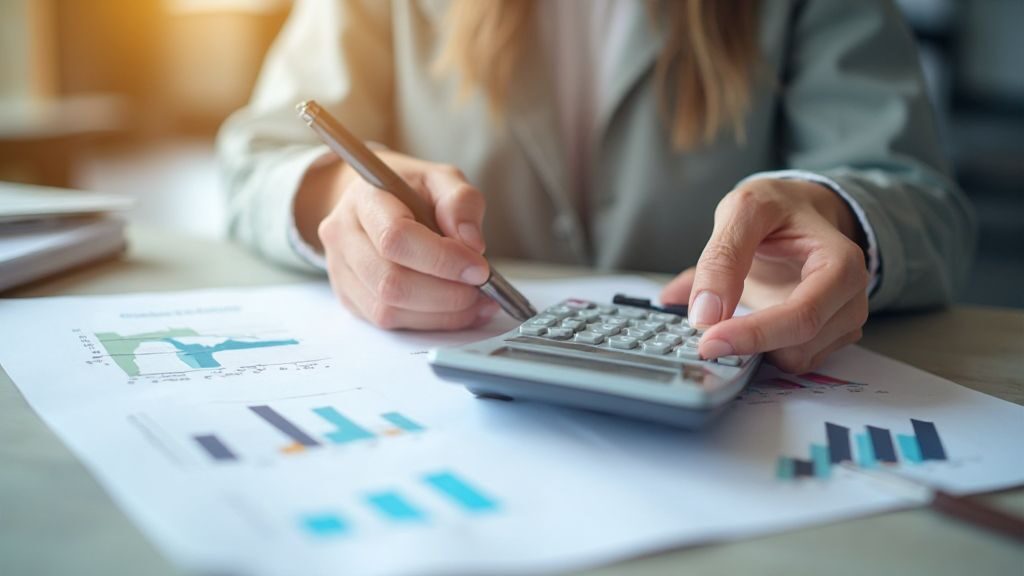 Dave Ramsey investment calculator: Visual of a person using a calculator for personalized investment planning.