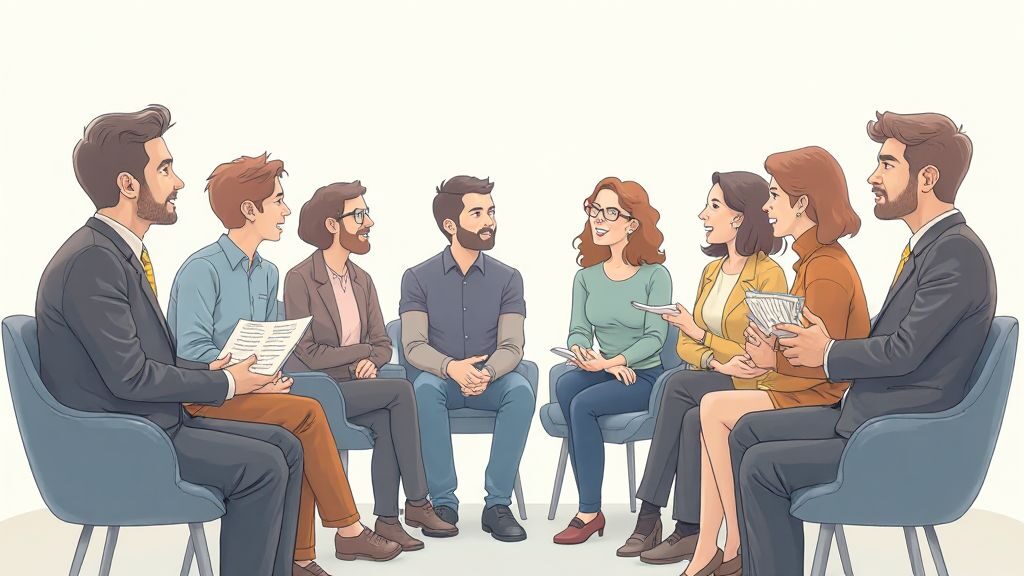 How to invest in private companies: Illustration depicting accredited vs non-accredited investors discussing investment options.