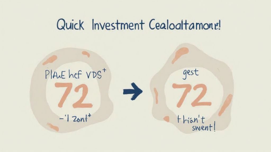 Investing rule of 72: Visual explanation of the Rule of 72 for quick investment insights.