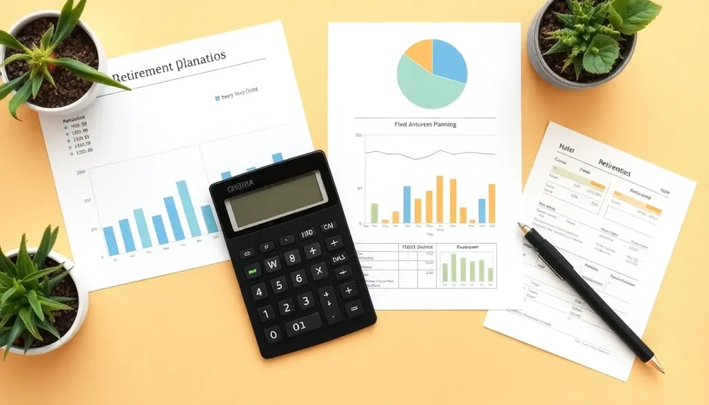 Fixed annuities a good investment concept with calculator and retirement charts laid out