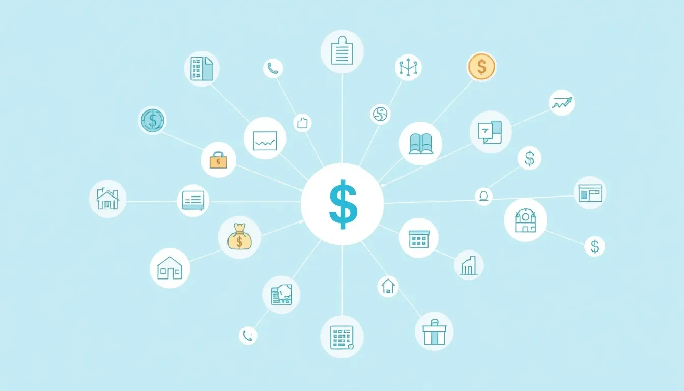 Image showcasing investment strategies as interconnected elements, emphasizing holistic financial management and decision-making.