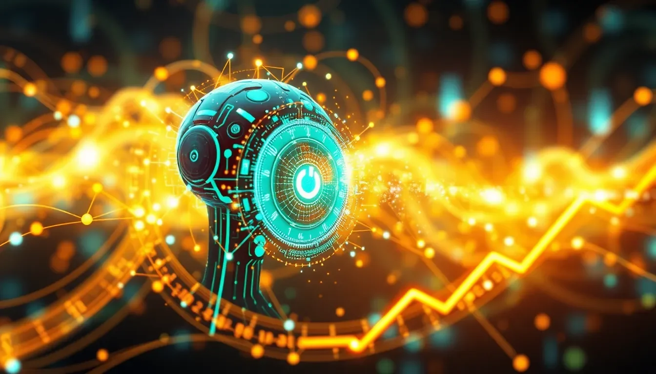 Image showcasing how to invest in OpenAI through modern AI elements and investment aesthetics.