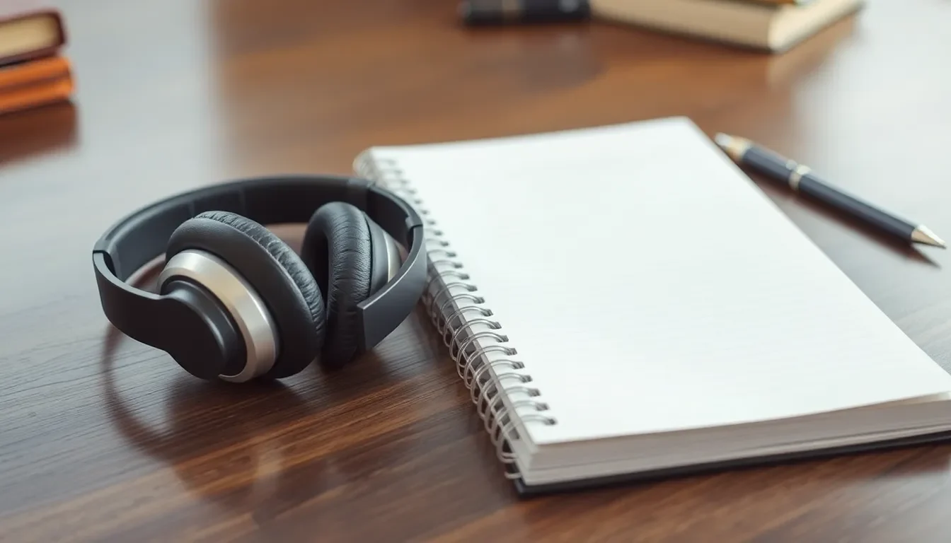 A relaxing setup with headphones and notebook highlighting best personal finance podcasts for learning and growth.