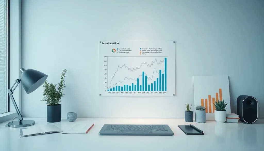 visual representation of investment risk management with charts and portfolio strategies
