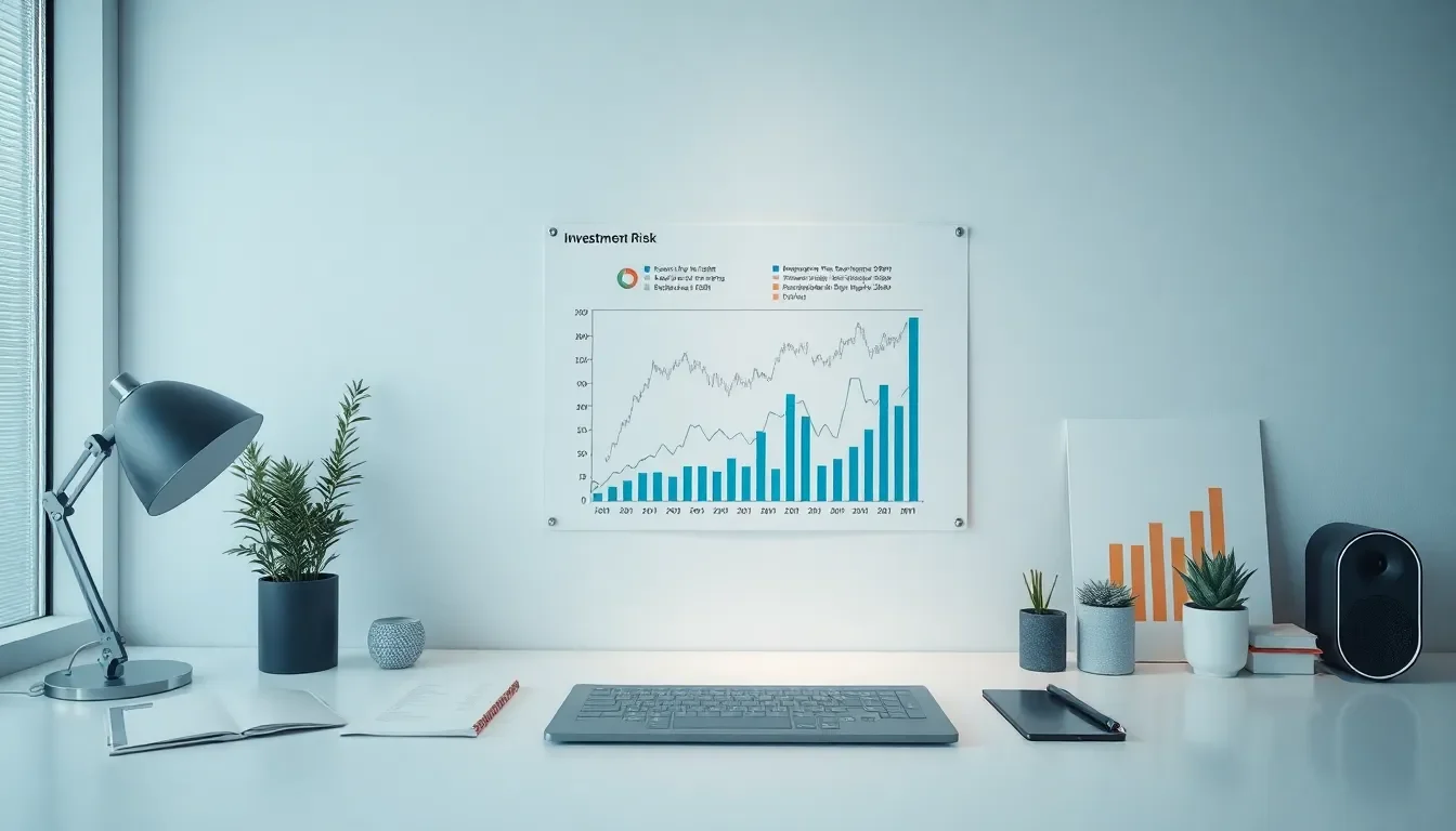 visual representation of investment risk management with charts and portfolio strategies