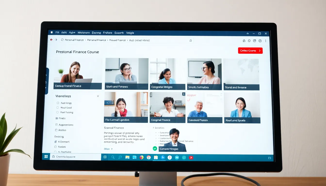 Personal finance course online depicted through a digital learning environment, showcasing engagement in financial education.