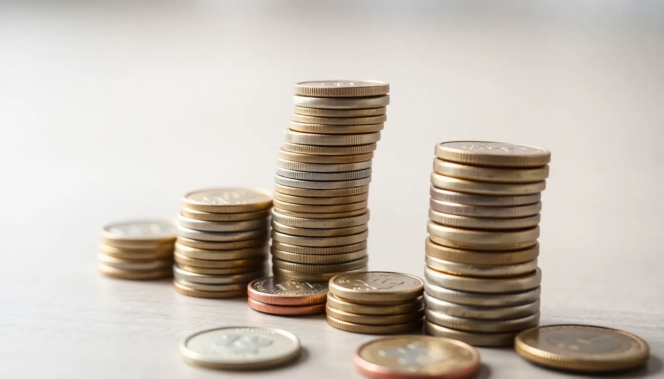 Atlas personal finance illustrated by a spiraling growth of coins representing success and financial stability.