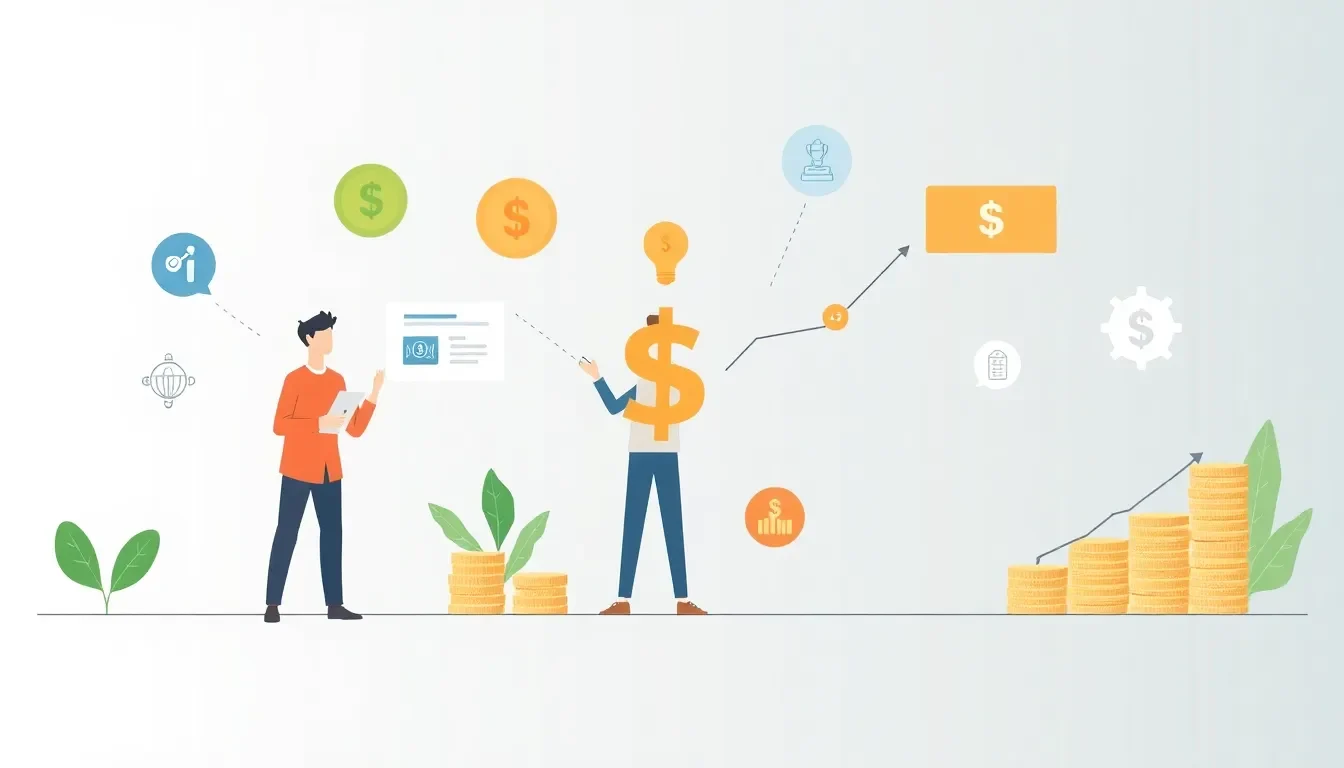 Illustration of personalized finance for gig economy workers focusing on strategies for managing irregular income and investing for growth.