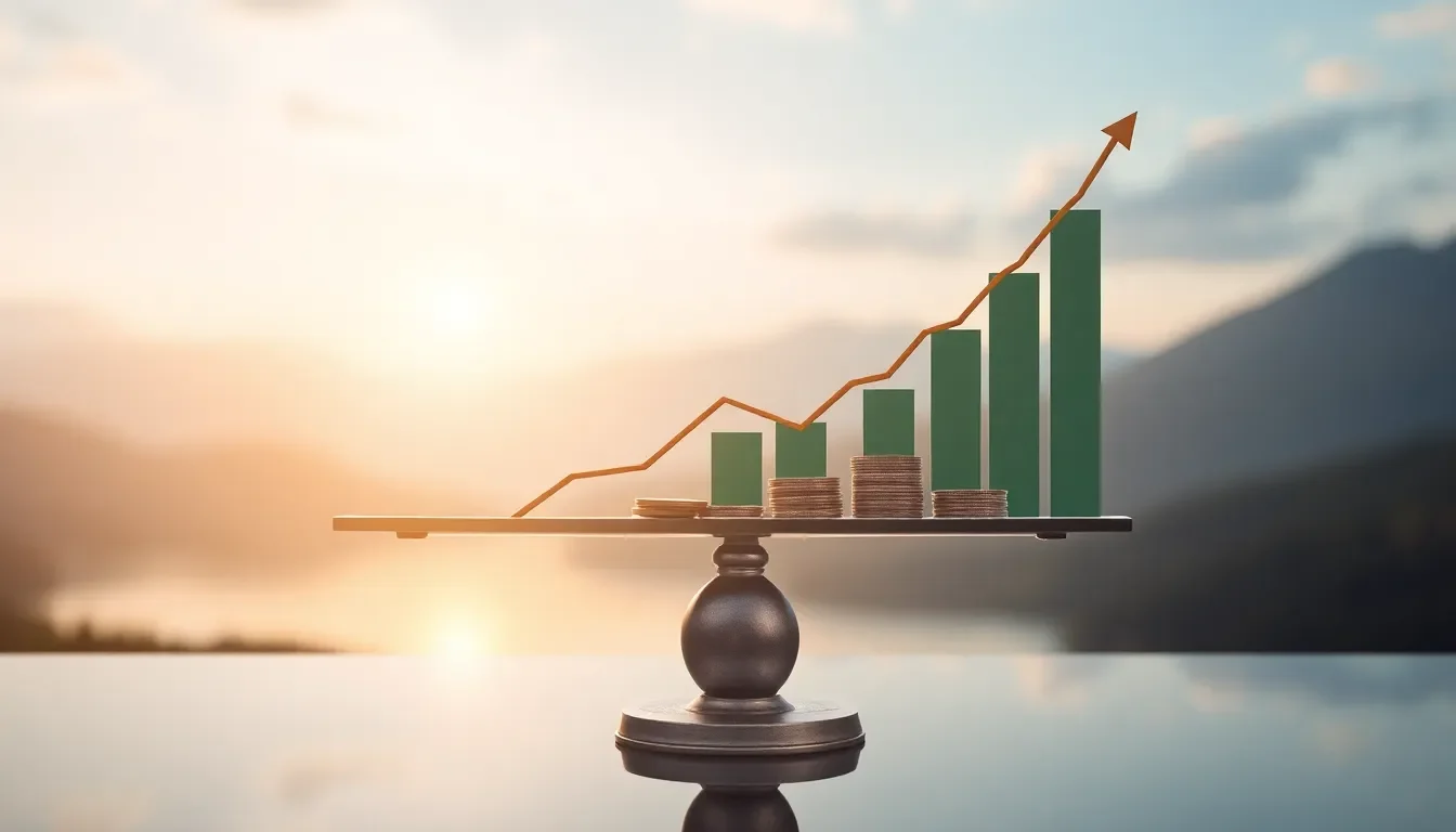 Visual representation of investment risk management showing balance between financial growth and risk mitigation.