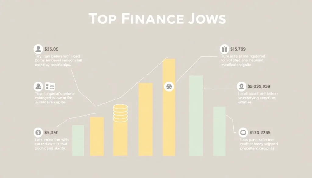 An infographic depicting the highest paying finance jobs and their salary ranges